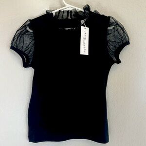 NWT Janie and Jack size 6 Girls black ruffled blouse